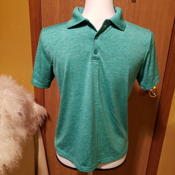 Boy's Button V Neck Sportswear T-Shirt Turquoise - Picture 2 of 4